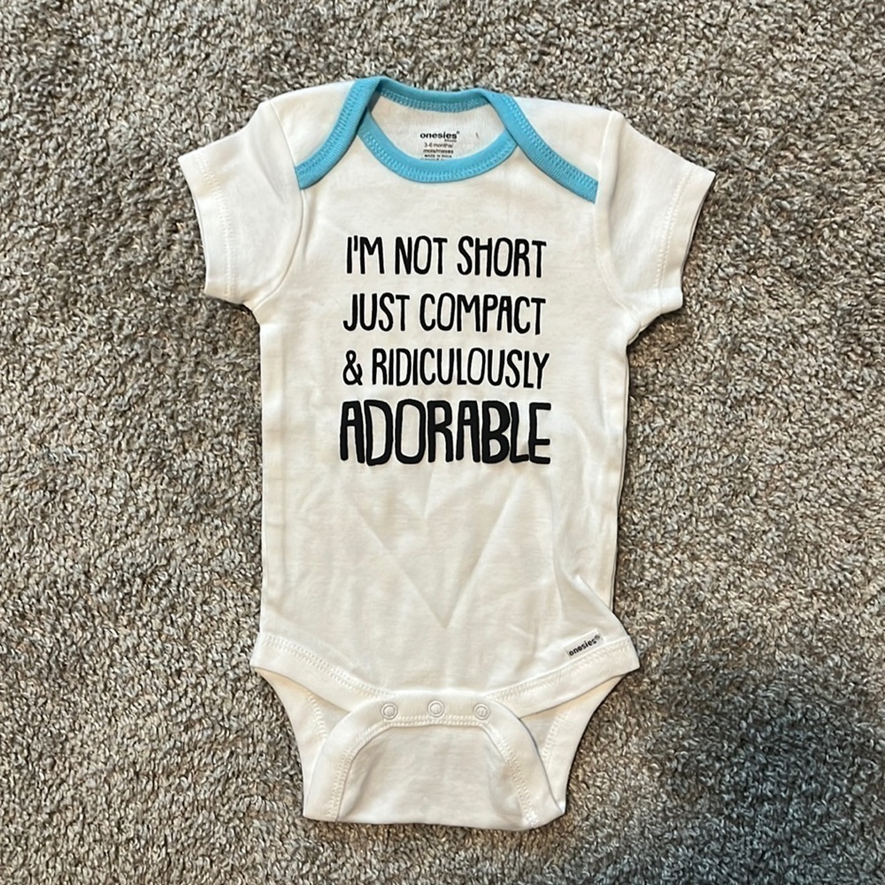 BABY Onesie 3-6 Months Size Funny Print Soft One Piece 3 Buttons New White